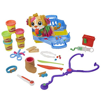 Play-Doh Care 'n Carry Vet Playset for Kids 3 and Up with Toy Dog, Storage, 10 Tools, and 5 Modeling Compound Colors.