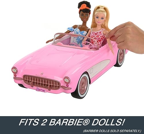 Hot Wheels RC Barbie Corvette, Battery-Operated Remote-Control Toy Car from Barbie The Movie, Holds 2 Barbie Dolls, Trunk Opens for Storage