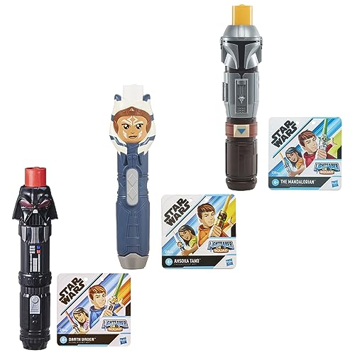 Star Wars Lightsaber Squad 3-Pack, The Mandalorian, Ahsoka, and Darth Vader Lightsabers, Toys for 4 Year Old Boys and Girls (Amazon Exclusive)