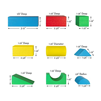 Melissa & Doug Wooden Building Set - 100 Blocks in 4 Colors and 9 Shapes