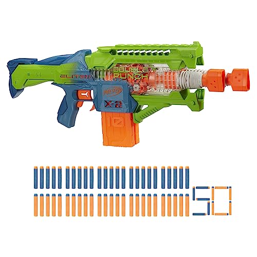 Nerf Elite 2.0 Double Punch Motorized Dart Blaster, Rapid Alternating Barrels, 50 Nerf Elite Darts, 2X 10-Dart Clips, Ages 8 & Up