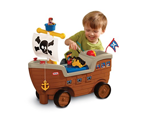 Little Tikes 2-in-1 Pirate Ship Toy - Kids Ride-On Boat with Wheels, Under Seat Storage and Playset with Figures.