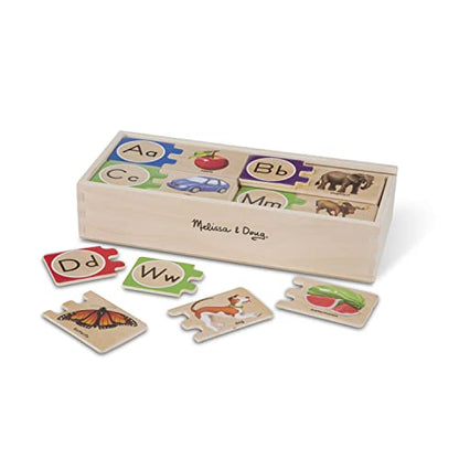 Melissa & Doug Self-Correcting Alphabet Wooden Puzzles With Storage Box (52 pcs) - ABC Puzzles, Wooden Alphabet Puzzle For Kids Ages 4+