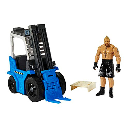 WWE Mattel Slam 'N Stack Forklift Wrekkin Vehicle Breakaway Forklift with Brock Lesnar, for 6-Inch Action Figure