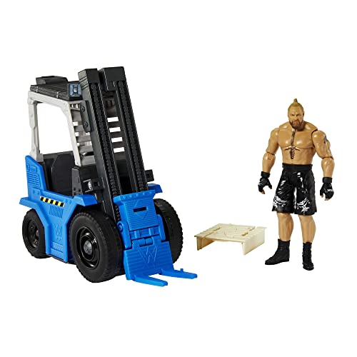 WWE Mattel Slam 'N Stack Forklift Wrekkin Vehicle Breakaway Forklift with Brock Lesnar, for 6-Inch Action Figure