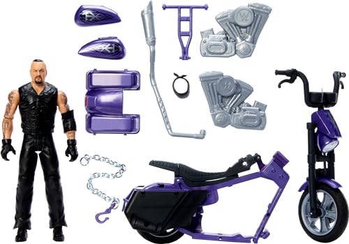 Mattel WWE Wrekkin' Action Figure & Toy Vehicle Set, Undertaker with Slamcycle Motorcycle with Lanching Action and Breakable Parts