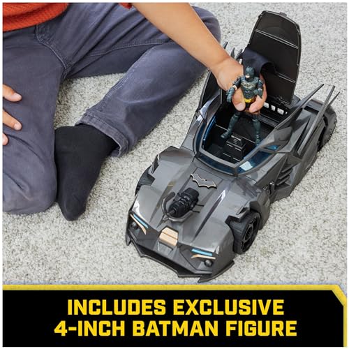 DC Comics, Crusader Batmobile Playset with Exclusive 4-inch Batman Figure, 3 Super-Villain Paper Figures, Kids Toys for Boys and Girls Ages 4+