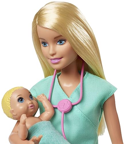 Barbie Careers Doll & Playset, Baby Doctor Theme with Blonde Fashion Doll, 2 Baby Dolls, Furniture & Accessories