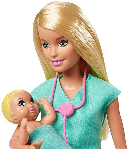 Barbie Careers Doll & Playset, Baby Doctor Theme with Blonde Fashion Doll, 2 Baby Dolls, Furniture & Accessories