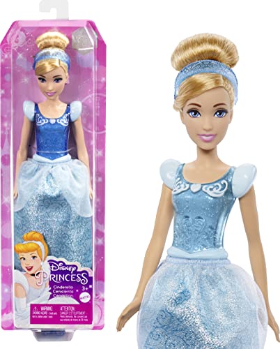 Mattel Disney Princess Dolls,Cinderella Posable Fashion Doll with Sparkling Clothing and Accessories