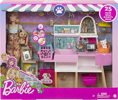 Barbie Doll and Playset, Pet Boutique with 4 Pets, Color-Change Grooming Feature and 20+ Themed Accessories