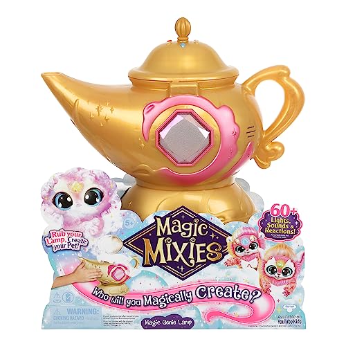 Magic Mixies Magic Genie Lamp with Interactive 8" Pink Plush Toy and 60+ Sounds and Reactions. Perform The Magic Steps to Unlock a Magic Ring and Reveal a Pink Genie Mixie from The Real Misting Lamp