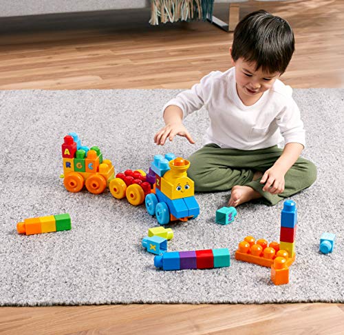 MEGA BLOKS Fisher-Price ABC Blocks Building Toy, ABC Musical Train with 50 Pieces, Music and Sounds for Toddlers, Gift Ideas for Kids Age 1+