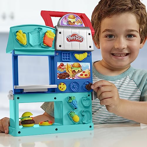 Play-Doh Kitchen Creations Busy Chef's Restaurant Playset, 2-Sided Play Kitchen set . Ages 3+