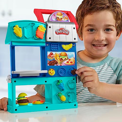 Play-Doh Kitchen Creations Busy Chef's Restaurant Playset, 2-Sided Play Kitchen set . Ages 3+