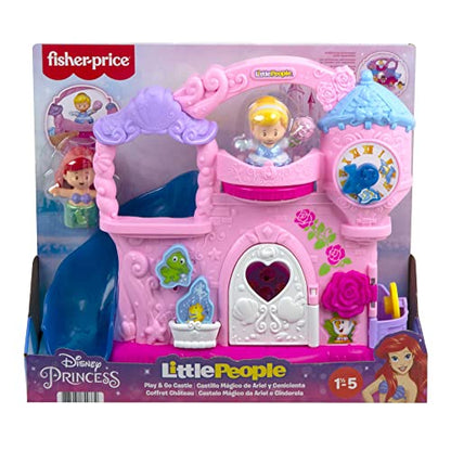 Fisher-Price Disney Princess Toddler Toy Little People Play & Go Castle Portable Playset with Ariel & Cinderella Figures for Ages 18+ Months