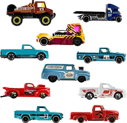 Hot Wheels 10-Pack, Set of 10 Toy Trucks in 1:64 Scale, Mix of Officially Licensed & Unlicensed (Styles May Vary) (Amazon Exclusive)