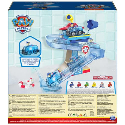 Paw Patrol, Adventure Bay Bath Playset with Light-up Chase Vehicle, Bath Toy for Kids Aged 3 and up