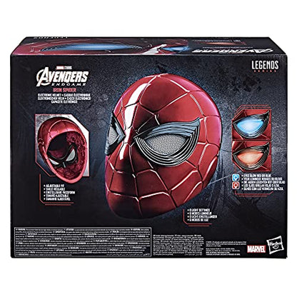 Spider-Man Marvel Legends Series Iron Spider Electronic Helmet with Glowing Eyes, 6 Light Settings and Adjustable Fit , Red