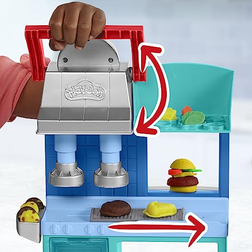 Play-Doh Kitchen Creations Busy Chef's Restaurant Playset, 2-Sided Play Kitchen set . Ages 3+