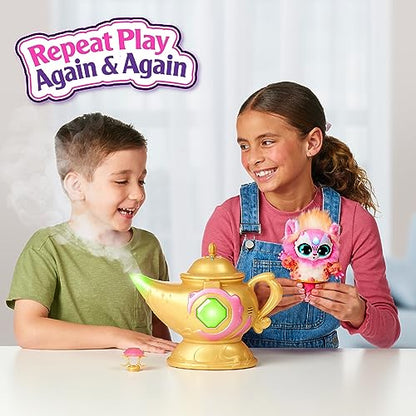 Magic Mixies Magic Genie Lamp with Interactive 8" Pink Plush Toy and 60+ Sounds and Reactions. Perform The Magic Steps to Unlock a Magic Ring and Reveal a Pink Genie Mixie from The Real Misting Lamp