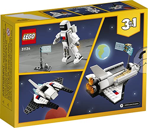 LEGO Creator 3 in 1 Space Shuttle 31134 Stocking Stuffer for Kids, Creative Gift Idea for Boys and Girls Ages 6 and Up, Build and Rebuild this Space Shuttle Toy into an Astronaut Figure or a Spaceship