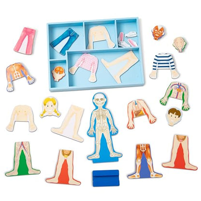 Melissa & Doug Magnetic Human Body Anatomy Play Set With 24 Magnetic Pieces and Storage Tray - Human Body Model Puzzle For Preschoolers And Kids Ages 3+