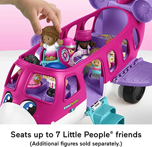 Fisher-Price Little People Barbie Toddler Toy Little Dream Plane with Lights Music & Figures for Pretend Play Ages 18+ Months