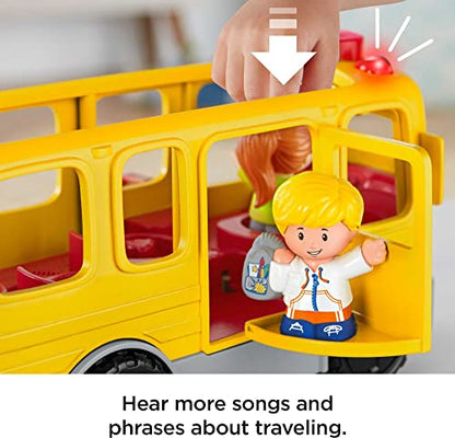 Little People Musical Toddler Toy Sit With Me School Bus with Lights Sounds & 2 Figures for Ages 1+ Years,Brown