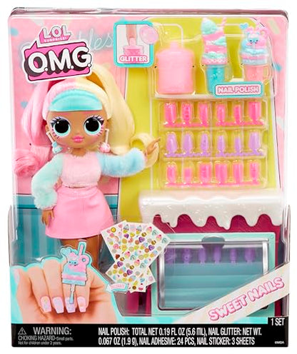 LOL Surprise OMG Sweet Nails – Candylicious Sprinkles Shop with 15 Surprises, Including Real Nail Polish, Press On Nails, Sticker Sheets, Glitter, 1 Fashion Doll & more!, Great Gift for Kids Ages 4+