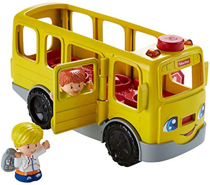 Little People Musical Toddler Toy Sit With Me School Bus with Lights Sounds & 2 Figures for Ages 1+ Years,Brown