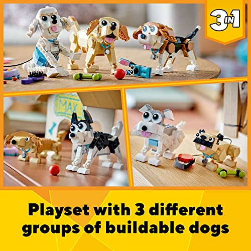 LEGO Creator 3-in-1 Adorable Dogs Building set for Dog Lovers, Featuring Dachshund, Beagle, Pug, Poodle, Husky, or Labrador .