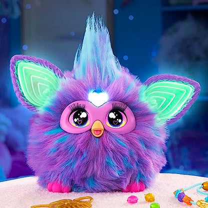 Furby Purple, 15 Fashion Accessories, Interactive Plush Toys for 6 Year Old Girls & Boys & Up, Voice Activated Animatronic