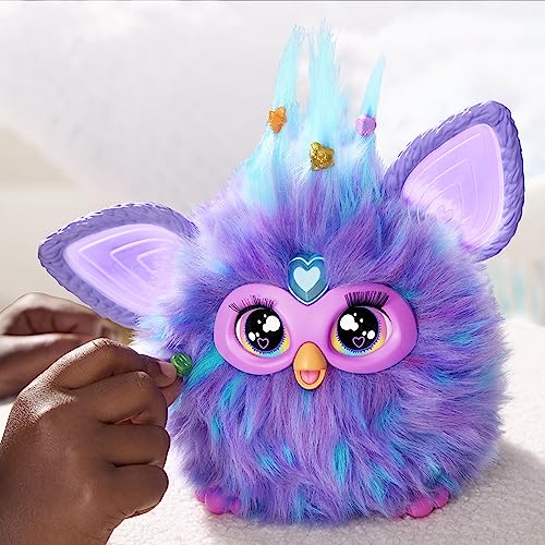 Furby Purple, 15 Fashion Accessories, Interactive Plush Toys for 6 Year Old Girls & Boys & Up, Voice Activated Animatronic