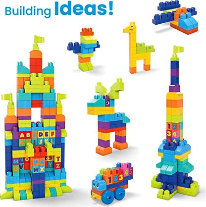 MEGA BLOKS Fisher-Price Toddler Block Toys, Even Bigger Building Bag with 300 Pieces and Storage.