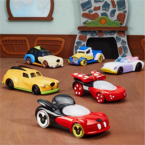 Hot Wheels Disney Character Cars, 6-Pack 1:64 Scale Toy Cars in Collectible Packaging: Mickey, Minnie, Pluto, Daisy, Donald & Goofy