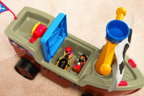 Little Tikes 2-in-1 Pirate Ship Toy - Kids Ride-On Boat with Wheels, Under Seat Storage and Playset with Figures.