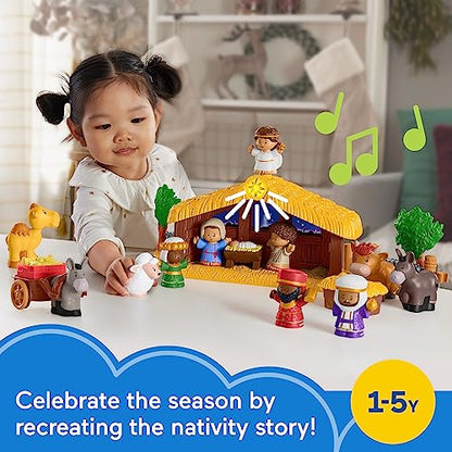 Fisher-Price Little People Toddler Toy Nativity Set with Music Lights and 18 Pieces for Christmas Play Ages 1+ years