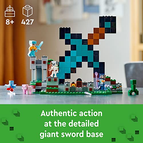 LEGO Minecraft The Sword Outpost 21244 Building Toys - Featuring Creeper, Warrior, Pig, and Skeleton Figures, Game Inspired Toy for Fun Adventures and Play, Gift for Kids, Boys, and Girls Ages 8+