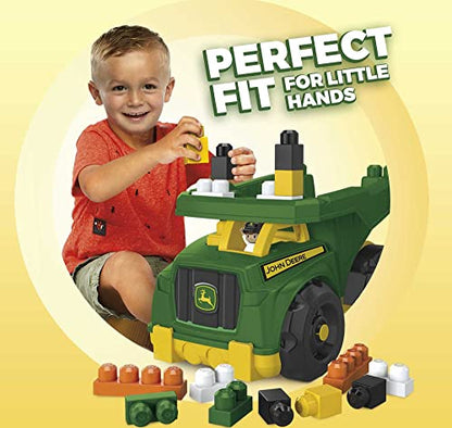 MEGA BLOKS John Deere Toddler Blocks Building Toy, Dump Truck with 25 Pieces, 1 Figure, Green, Fisher-Price Gift Ideas for Kids