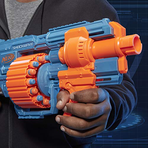 Nerf Elite 2.0 Shockwave RD-15 Dart Blaster, 30 Nerf Elite Darts, 15-Dart Rotating Drum, for 8 & up