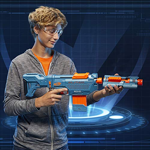 NERF Elite 2.0 Echo CS-10 Blaster - 24 Official Darts, 10-Dart Clip, Removable Stock and Barrel Extension, 5 Tactical Rails