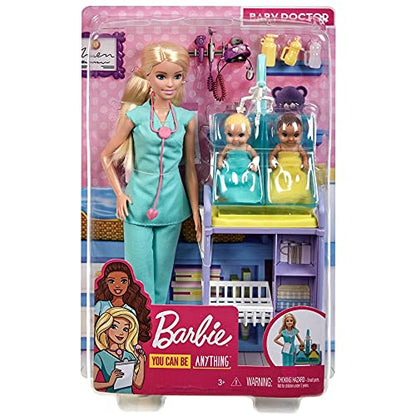 Barbie Careers Doll & Playset, Baby Doctor Theme with Blonde Fashion Doll, 2 Baby Dolls, Furniture & Accessories