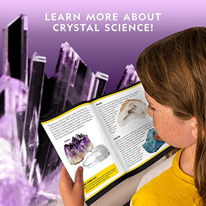 NATIONAL GEOGRAPHIC Mega Crystal Growing Kit for Kids – Grow 6 Vibrant Crystals Fast (3-4 Days), with Light-Up Display Stand and Real Gemstones, Crystal Making Science Kit (Amazon Exclusive)