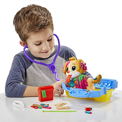 Play-Doh Care 'n Carry Vet Playset for Kids 3 and Up with Toy Dog, Storage, 10 Tools, and 5 Modeling Compound Colors.