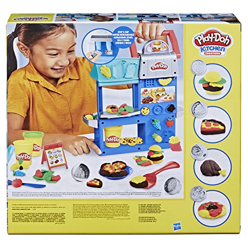 Play-Doh Kitchen Creations Busy Chef's Restaurant Playset, 2-Sided Play Kitchen set . Ages 3+