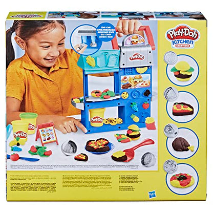 Play-Doh Kitchen Creations Busy Chef's Restaurant Playset, 2-Sided Play Kitchen set . Ages 3+