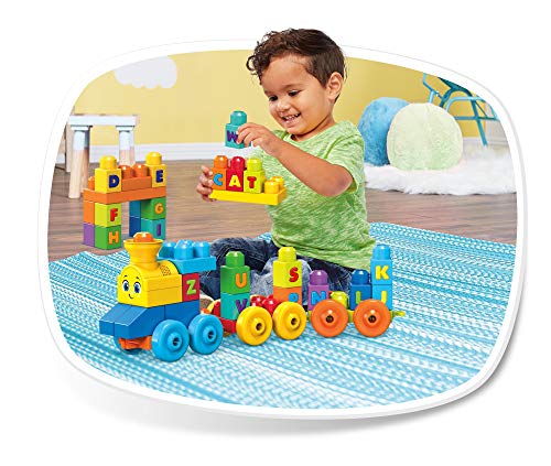 MEGA BLOKS Fisher-Price ABC Blocks Building Toy, ABC Musical Train with 50 Pieces, Music and Sounds for Toddlers, Gift Ideas for Kids Age 1+