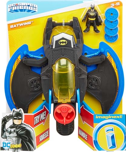 Fisher-Price Imaginext DC Super Friends, Batwing, toy plane and Batman figure for preschool kids ages 3 years & up [Amazon Exlclusive]