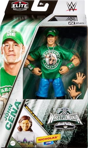 Mattel WWE Elite Action Figure Wrestlemania with Accessory and Nicholas Build-A-Figure Parts, Posable Collectible WWE Fans